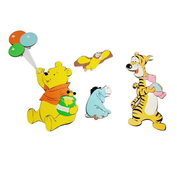 Disney Wall Decor Winnie The Pooh Wall Art 4 Piece Set Nursery Kids Room Cardboard Vintage